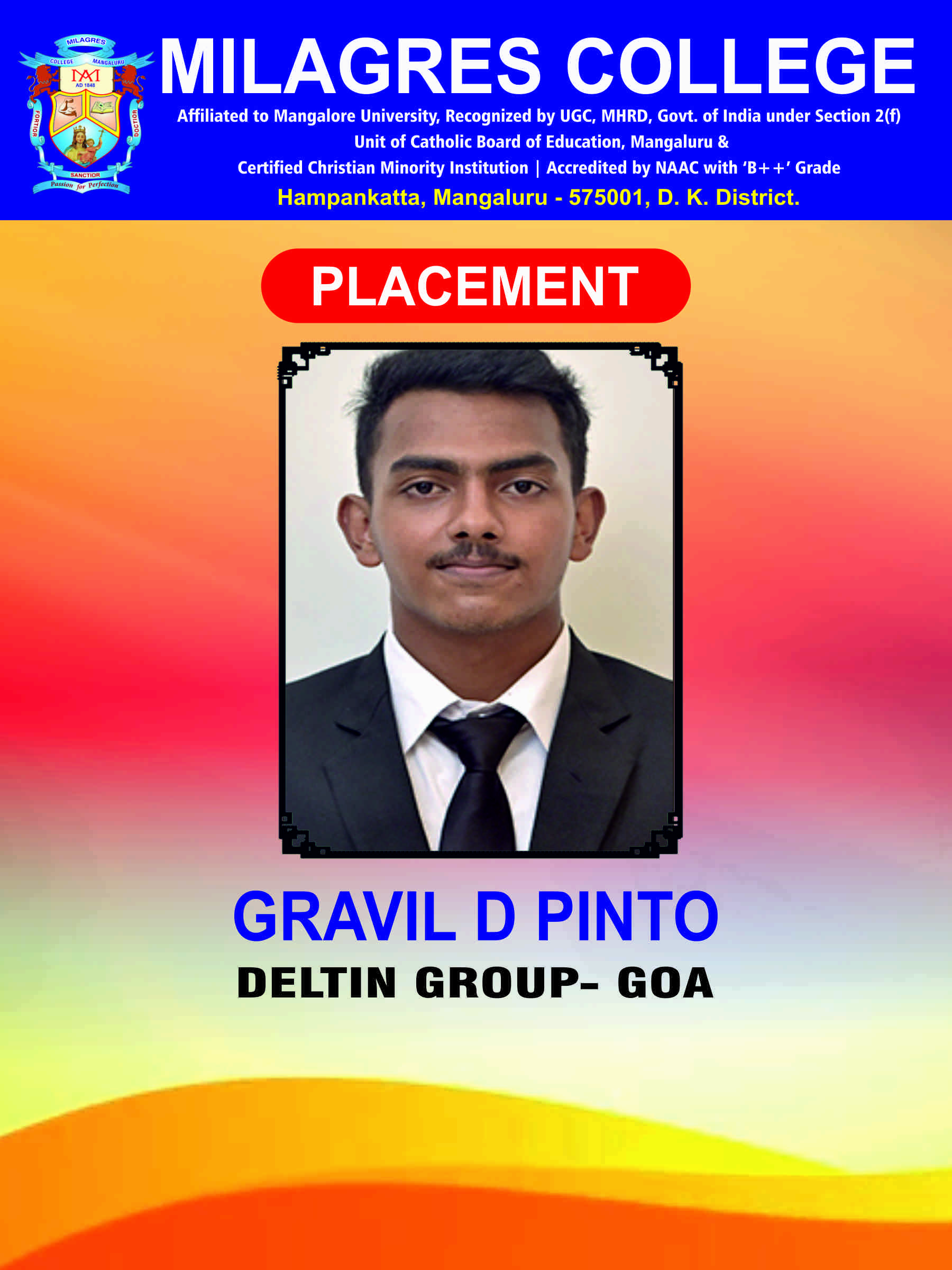 Successfully placed student